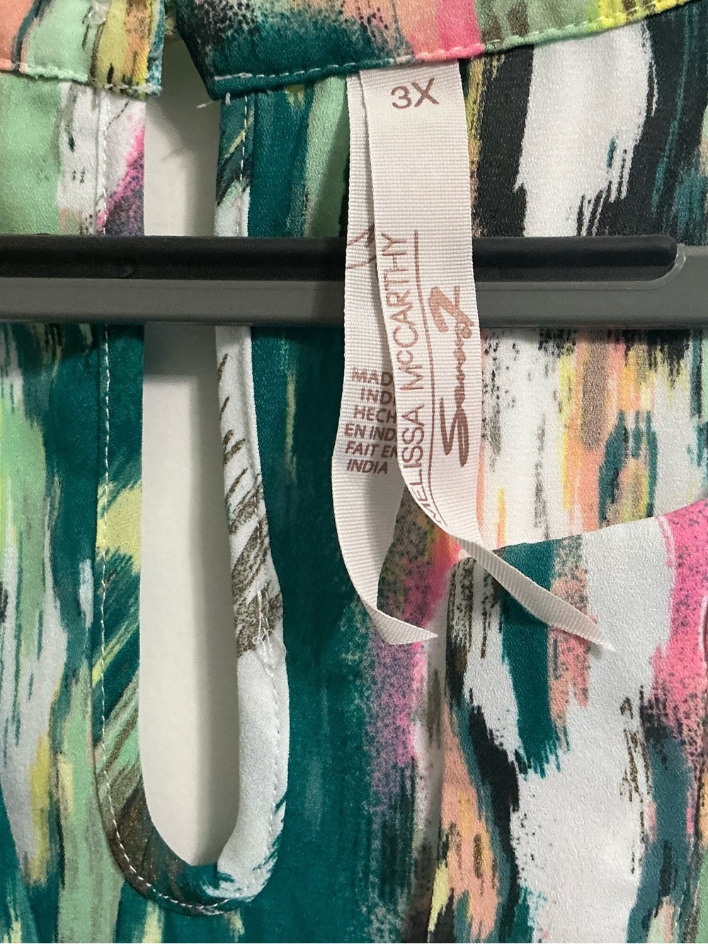 Melissa McCarthy Sleeveless High-Low Dress in Teal, Yellow & Pink Abstract Print - Picture 2 of 2